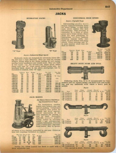 1934 ADVERTISEMENT Joyce Air Motor Driven Ball Bearing Geared Screw Type Jack